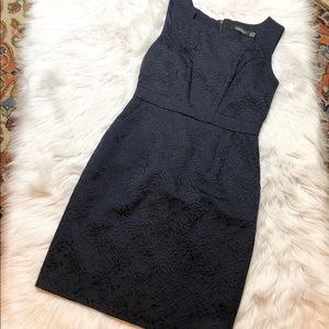 Ellen Tracy Dark Blue Brocade Sheath Dress Sz 2